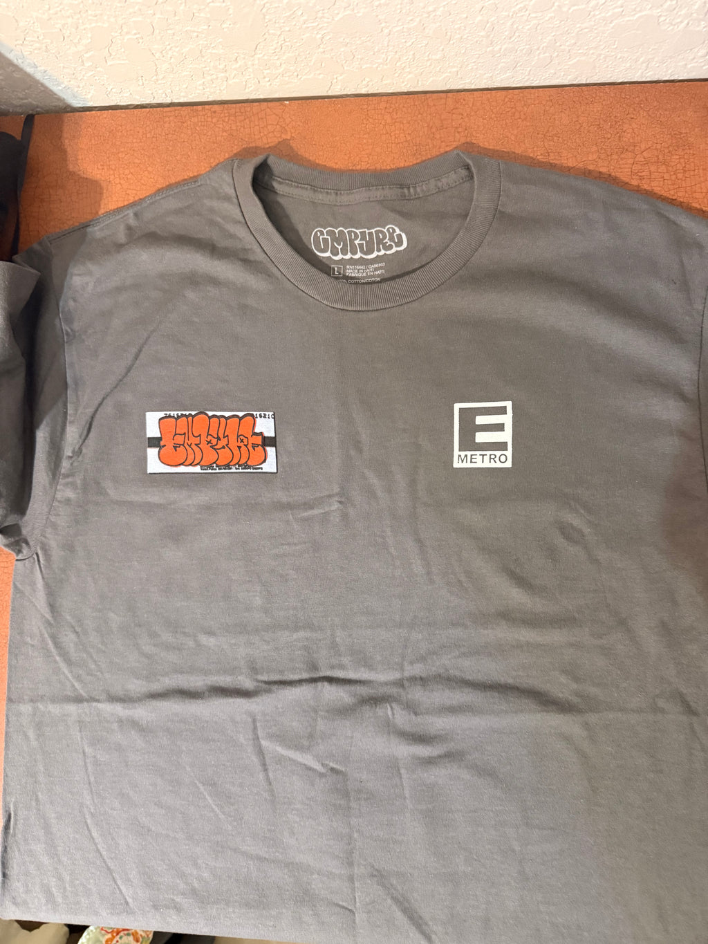 Empyre Men’s L Gray Cotton Graphic Logo Crew Neck Short Sleeve T-Shirt