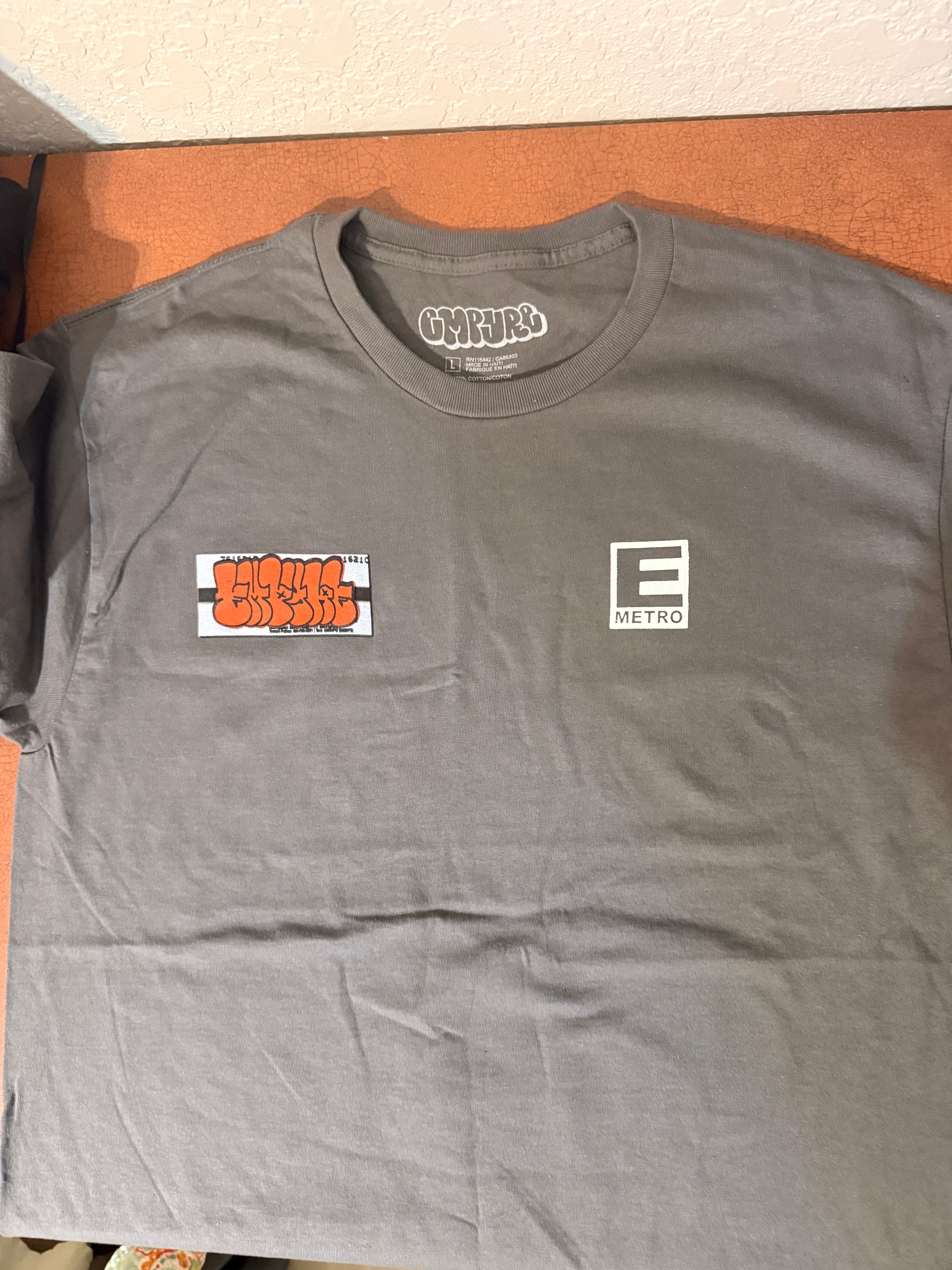 Empyre Men’s L Gray Cotton Graphic Logo Crew Neck Short Sleeve T-Shirt