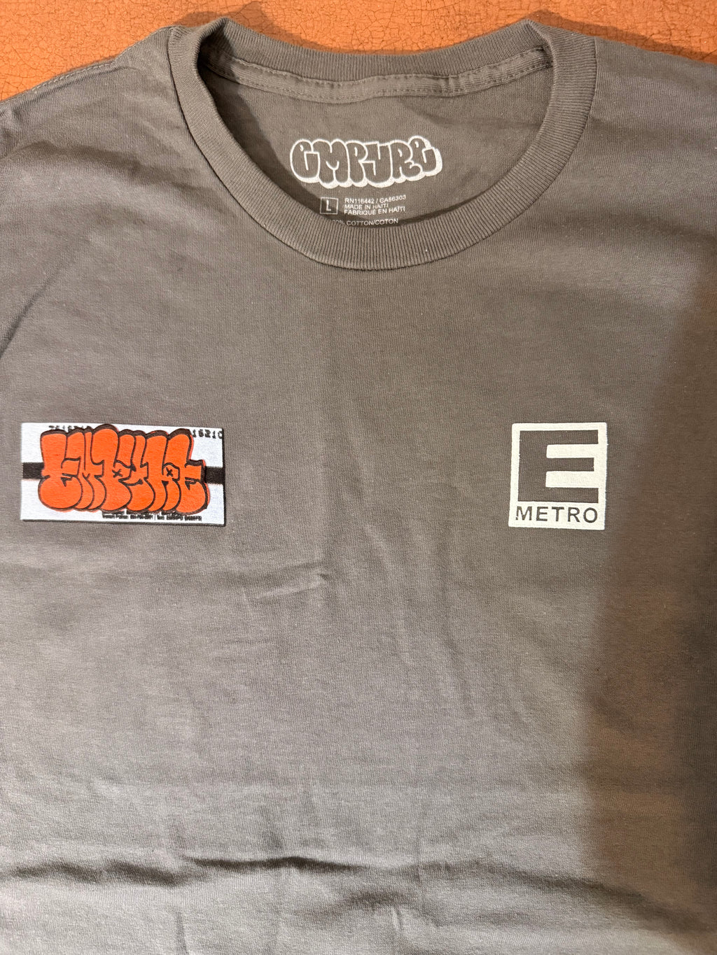 Empyre Men’s L Gray Cotton Graphic Logo Crew Neck Short Sleeve T-Shirt
