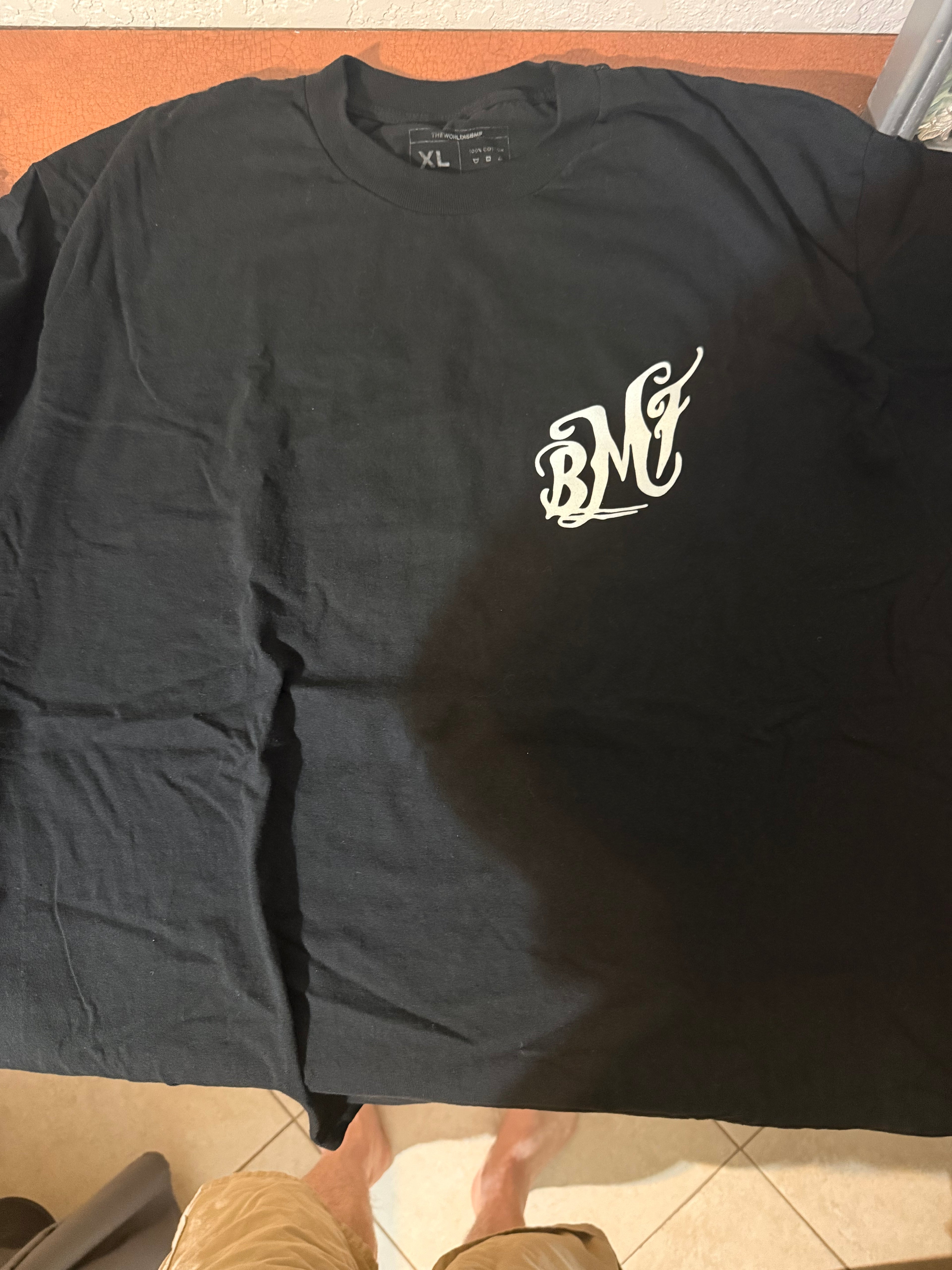 Black Mafia Family Men’s XL Black Cotton Knit BMF Logo Graphic Crew Neck T-Shirt
