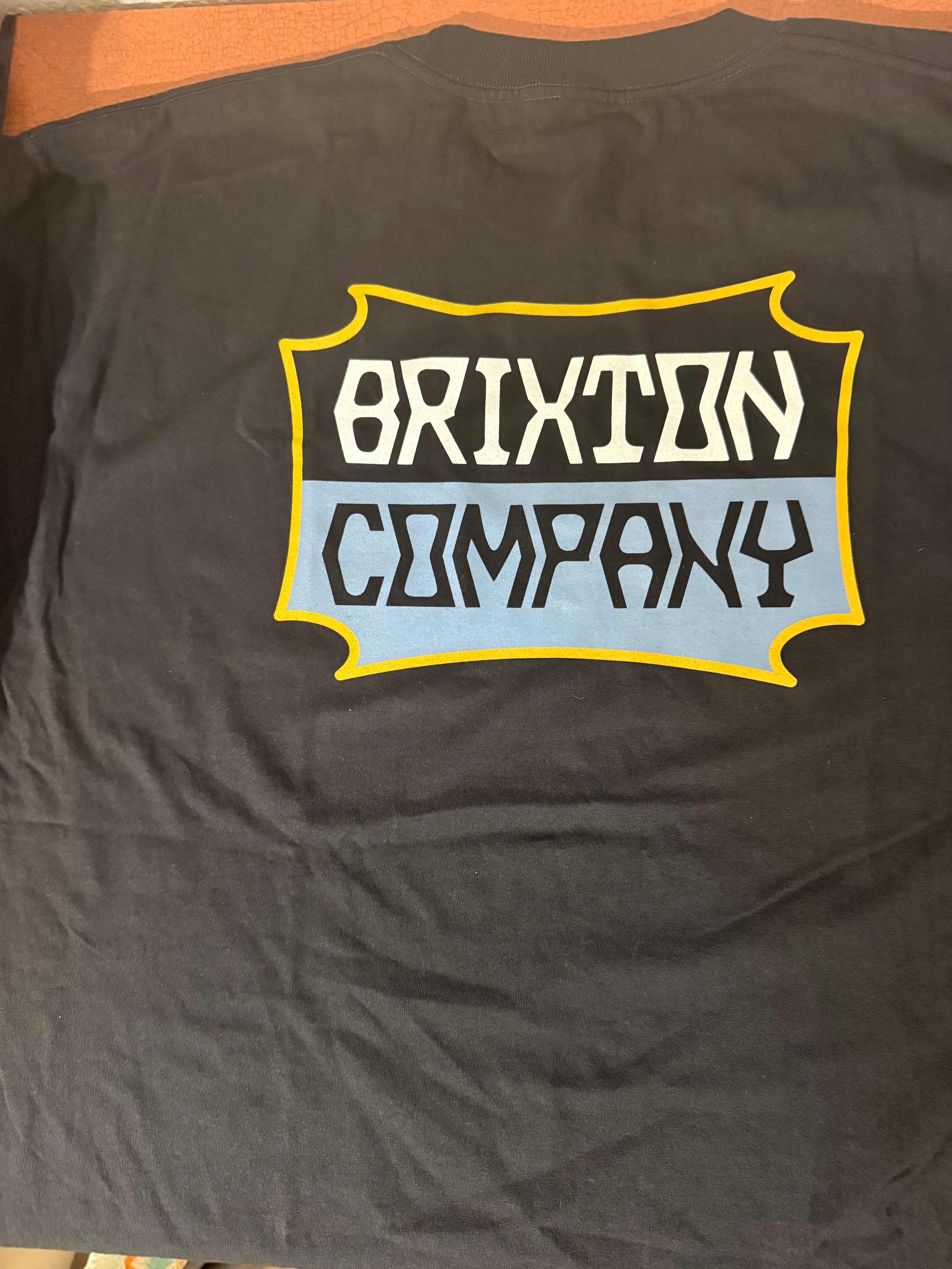 Brixton Men’s XL Black Cotton Graphic Logo Crew Neck Short Sleeve T-Shirt